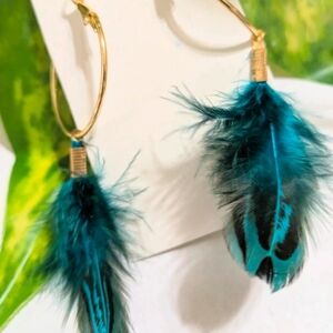 Feathered Hoop Dangle Earrings